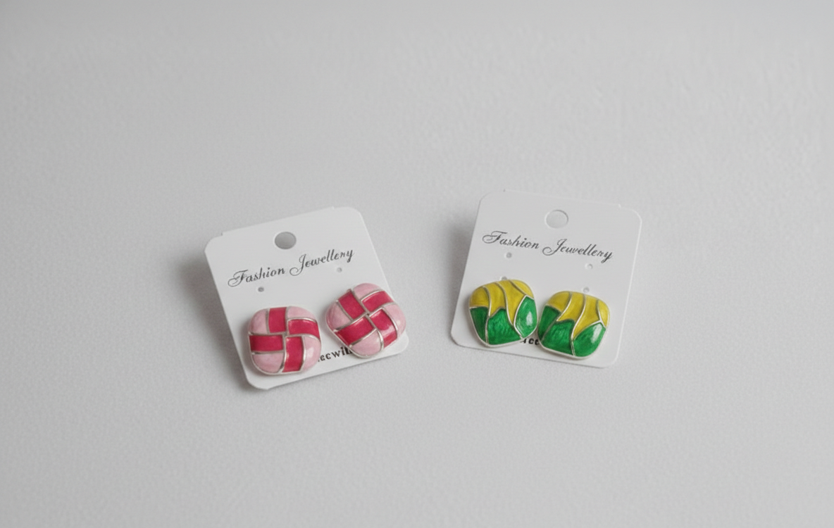 Stylish Colorful Enamel Stud Earrings for Women | Trendy Fashion Jewellery | Lightweight Daily Wear Earrings