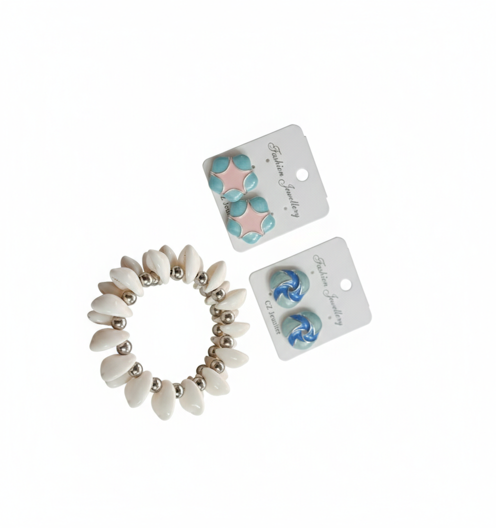 Trendy Korean Style Bracelet & Earrings Combo Set for Women | Cute Fashion Jewelry Gift Set | Stylish Daily Wear Accessories