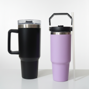 Premium Stainless Steel Insulated Travel Mug with Handle & Straw – Leakproof Thermal Coffee Tumbler